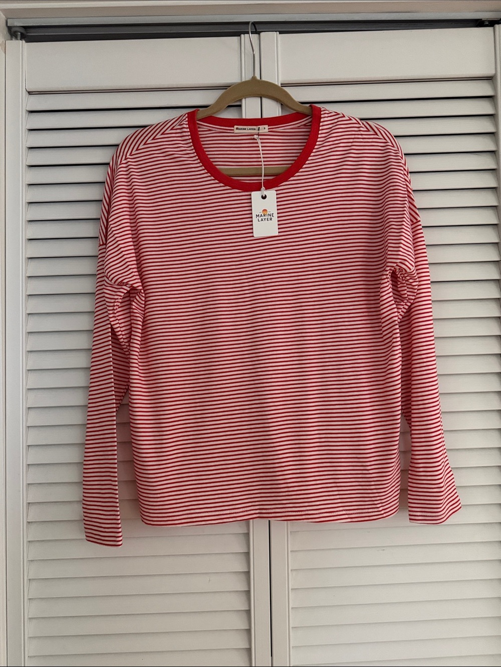 NWT Marine Layer Valerie Longsleeve Cherry/White Small